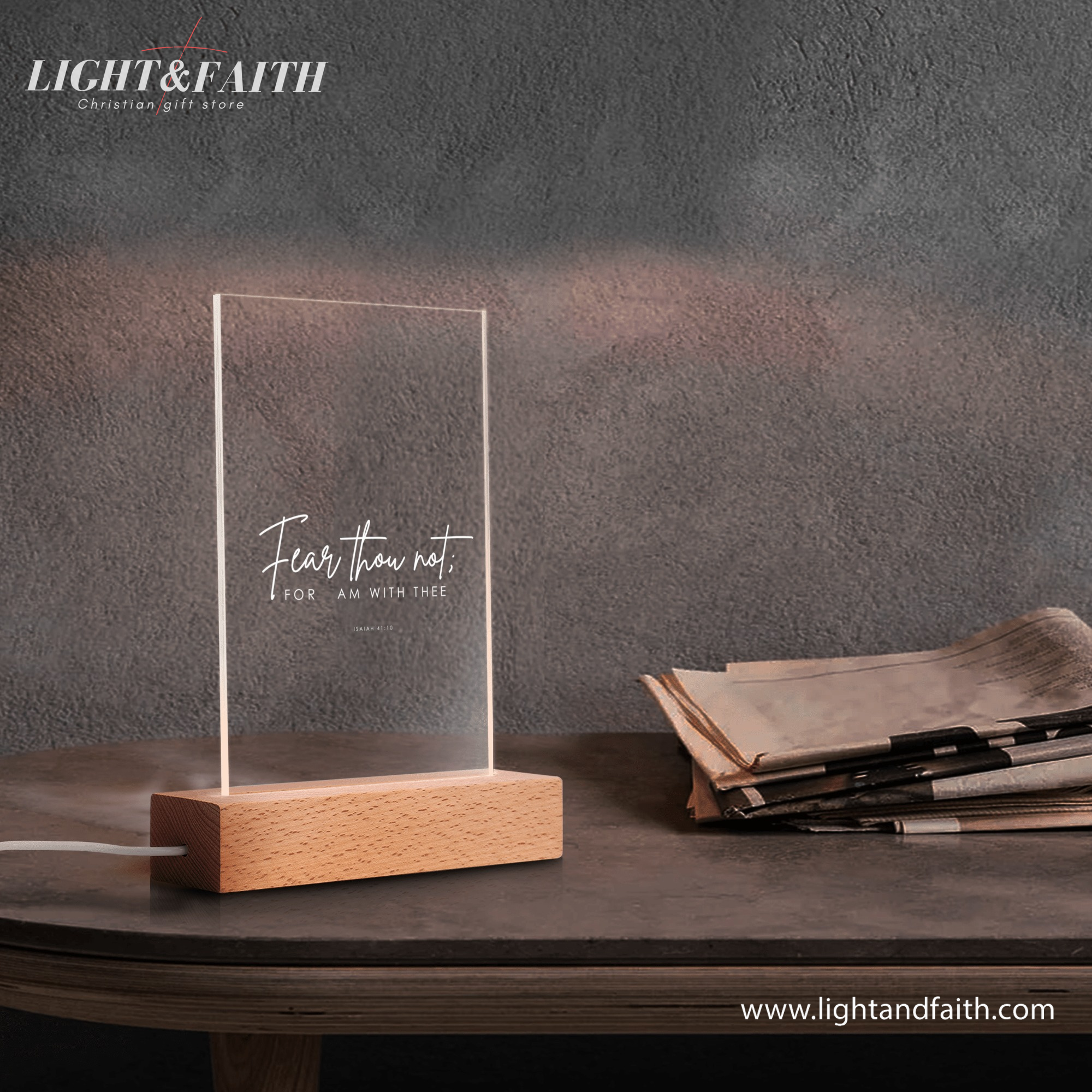 Fear Thow Not LED Light, Christian Bible Verse Lamp, Christian Home Decor, Faith Based Decor, Religious LED Light. NLLAF25